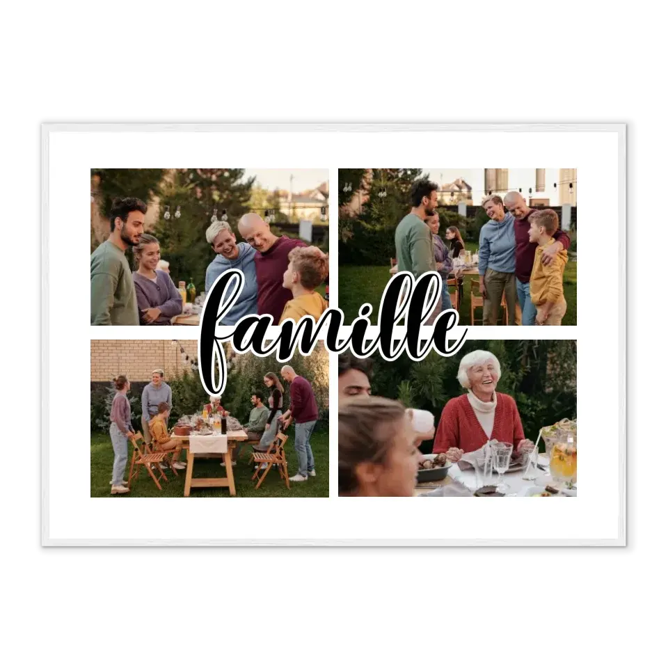 Famille - Affiche personnalisée Jetaimeparis Cadre-Horizontal-Blanc-50x70-cm