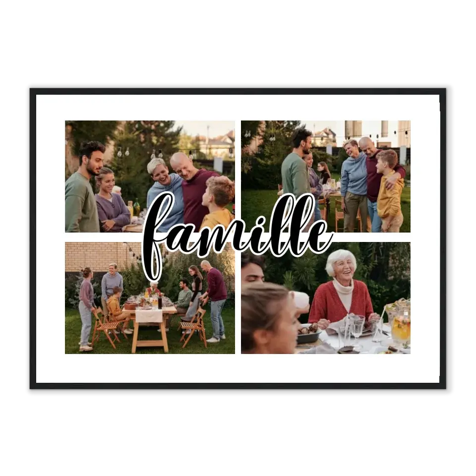 Famille - Affiche personnalisée Jetaimeparis Cadre-Horizontal-Noir-50x70-cm