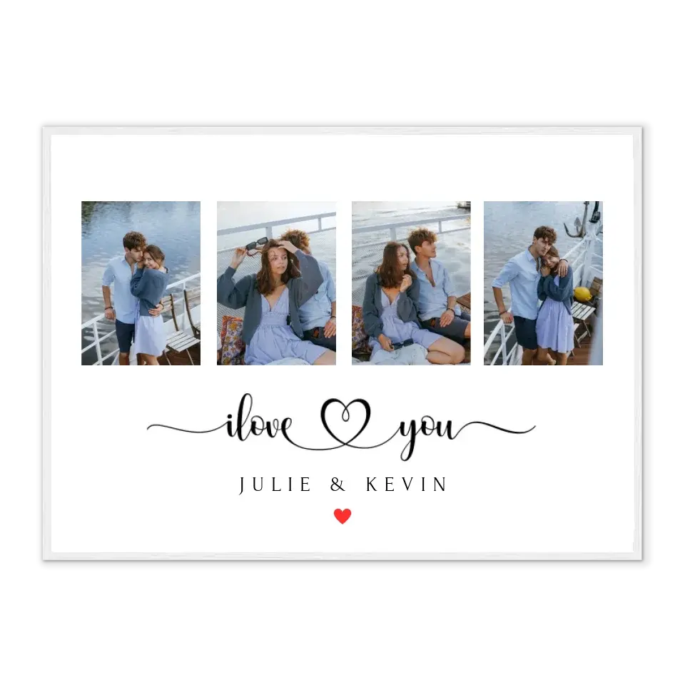 I love You - Affiche personnalisée Gelato Cadre-Horizontal-Blanc-50x70-cm