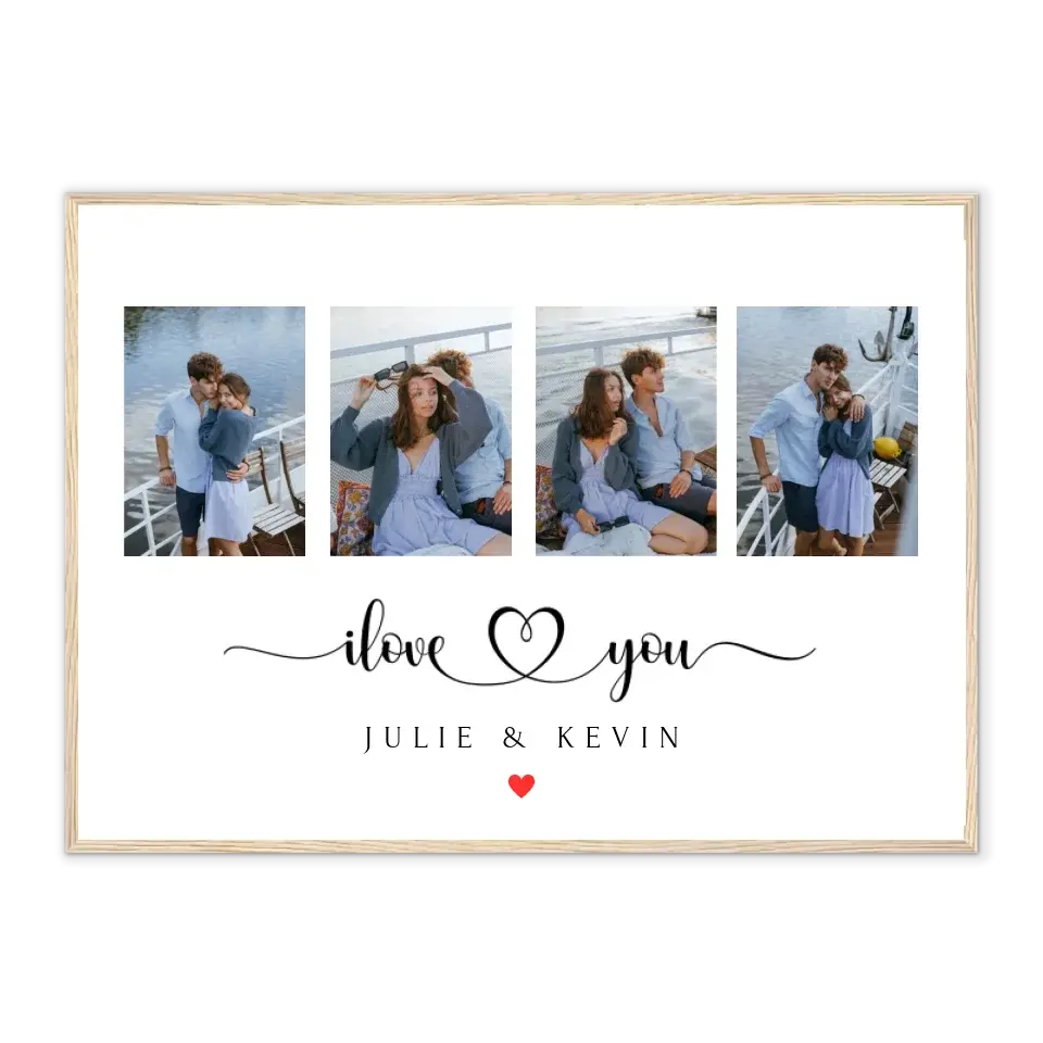 I love You - Affiche personnalisée Gelato Cadre-Horizontal-Naturel-50x70-cm