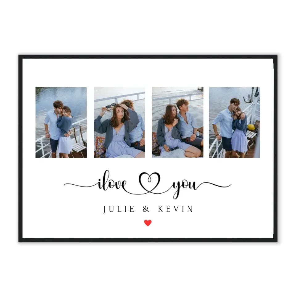 I love You - Affiche personnalisée Gelato Cadre-Horizontal-Noir-50x70-cm