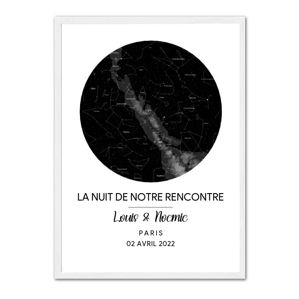 La nuit de notre rencontre - Affiche personnalisée   Cadre-Vertical-Blanc-50x70-cm Jetaimeparis