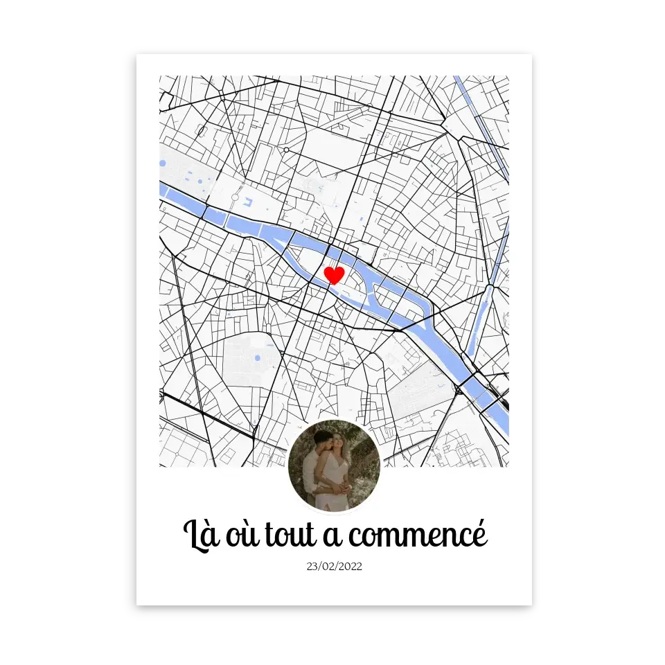 Lieu de Rencontre avec Photo rond - Affiche personnalisée Jetaimeparis Cadre-Vertical-Poster-sans-cadre-50x70-cm