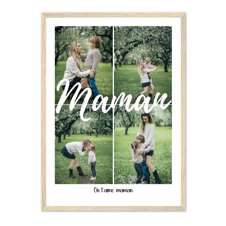 Maman 4 photos - Affiche personnalisée   Cadre-Vertical-Naturel-50x70-cm Jetaimeparis