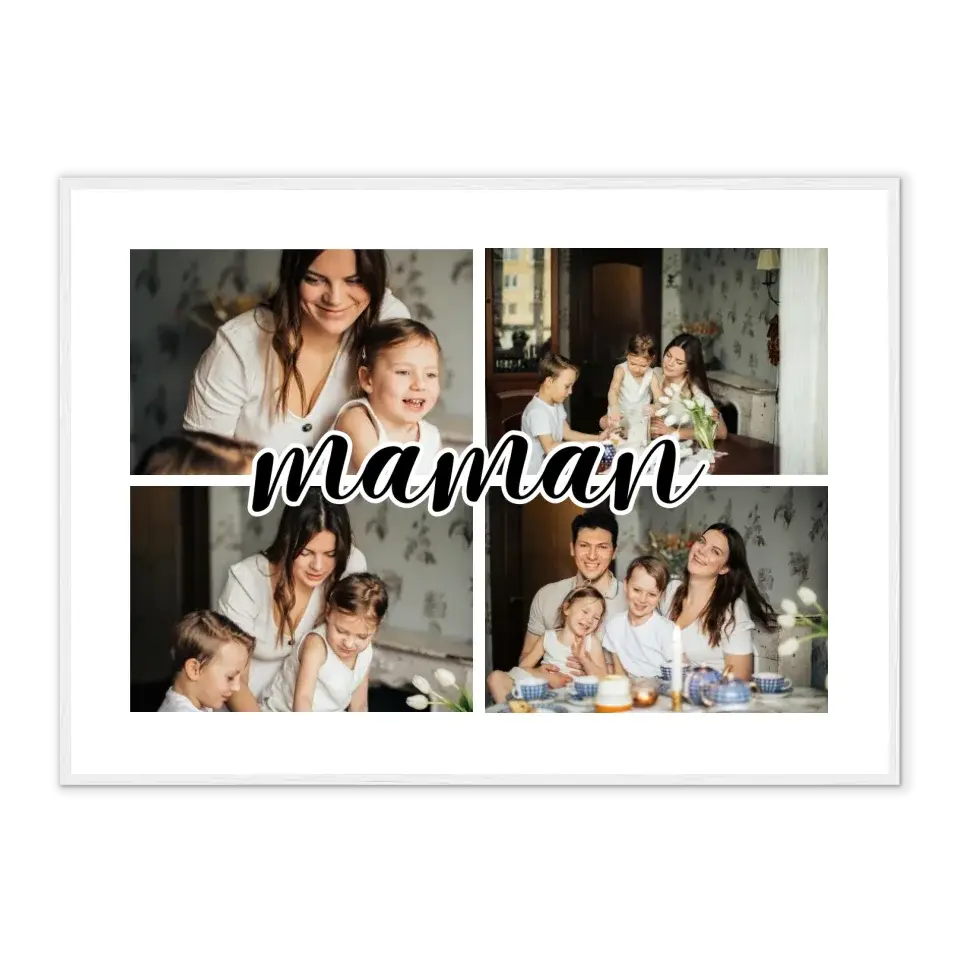 Maman - Affiche personnalisée Jetaimeparis Cadre-Horizontal-Blanc-50x70-cm