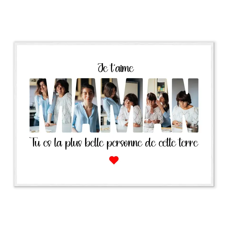 Maman Lettres - Affiches personnalisée   Cadre-Horizontal-Blanc-50x70-cm Jetaimeparis