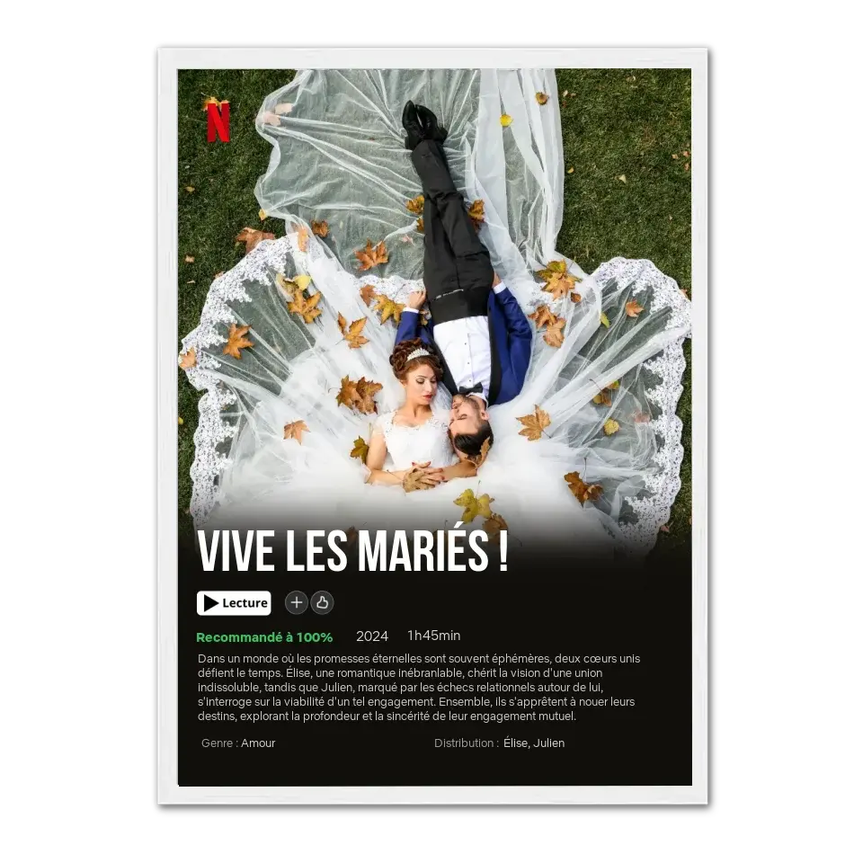 Netflix Mariage - Affiche personnalisée  Affiche-Film-Mariage-Personnalisé-Blanc-50x70-cm Product vendor