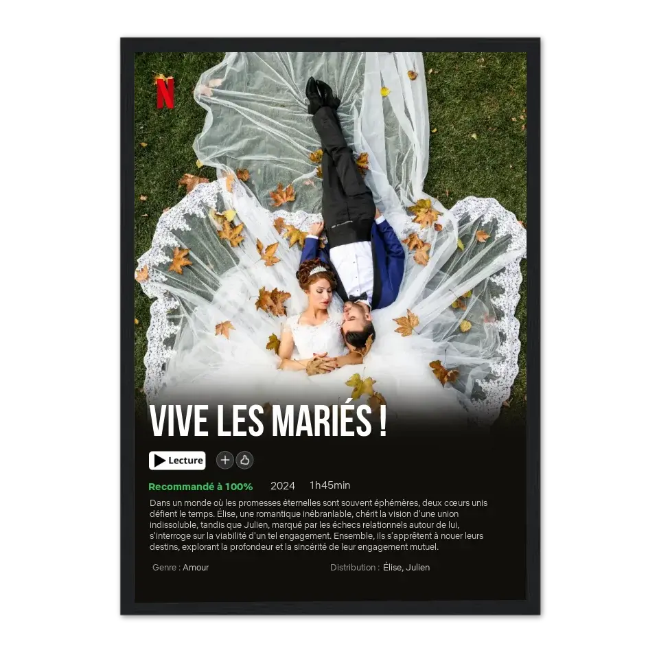 Netflix Mariage - Affiche personnalisée  Affiche-Film-Mariage-Personnalisé-Noir-50x70-cm Product vendor