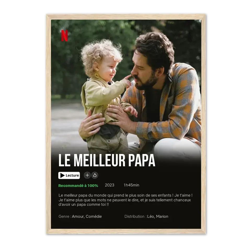 Netflix Papa - Affiche personnalisée  Cadre-Vertical-Naturel-50x70-cm Product vendor