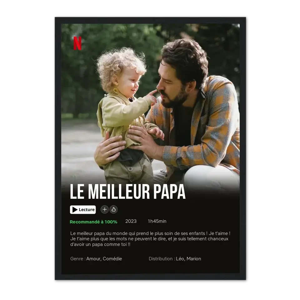 Netflix Papa - Affiche personnalisée  Cadre-Vertical-Noir-50x70-cm Product vendor