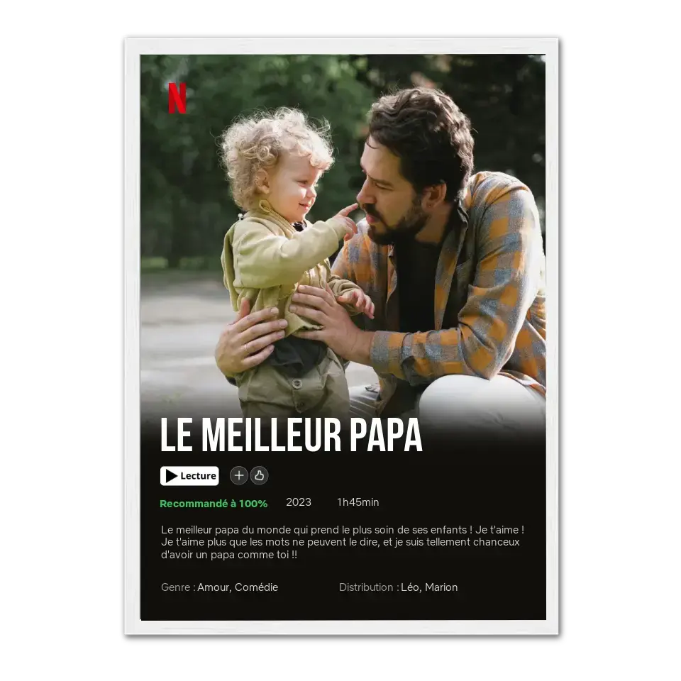 Netflix Papa - Affiche personnalisée Jetaimeparis Cadre-Vertical-Blanc-50x70-cm