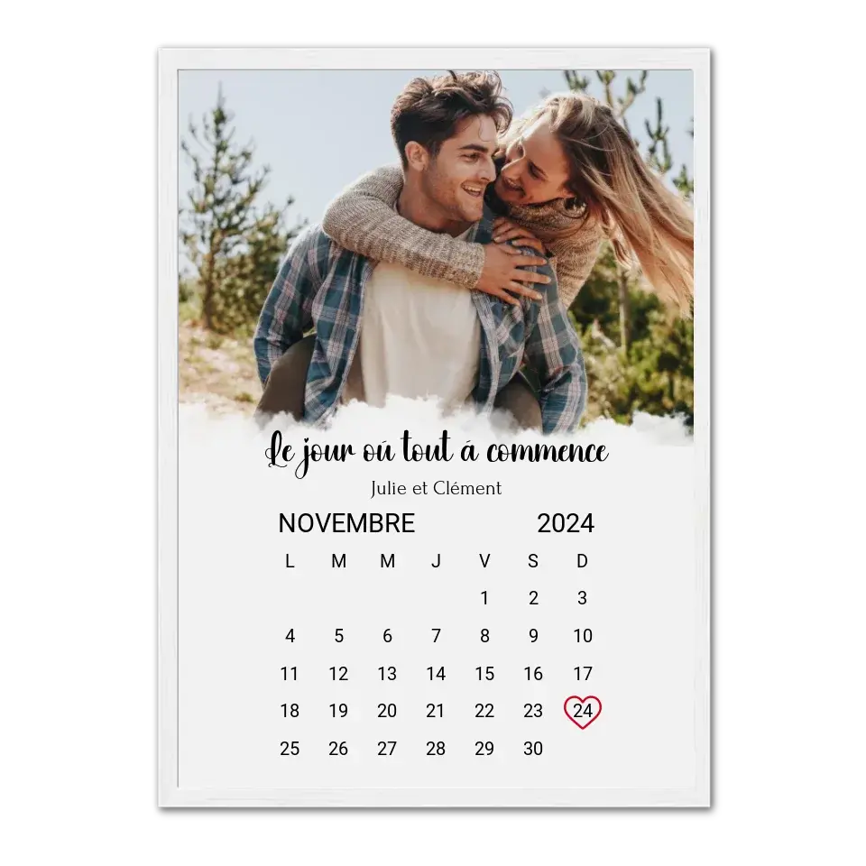 Notre Date - Affiche personnalisée  Cadre-Vertical-Blanc-50x70-cm Product vendor