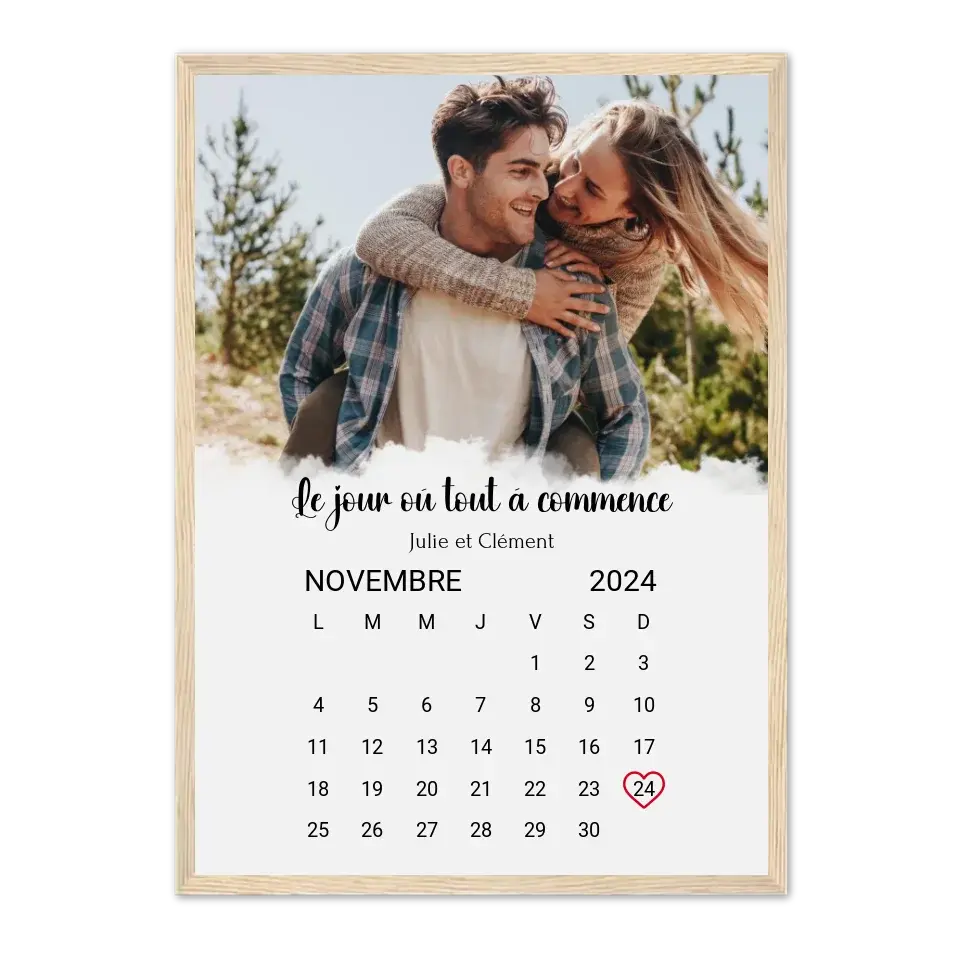 Notre Date - Affiche personnalisée  Cadre-Vertical-Naturel-50x70-cm Product vendor