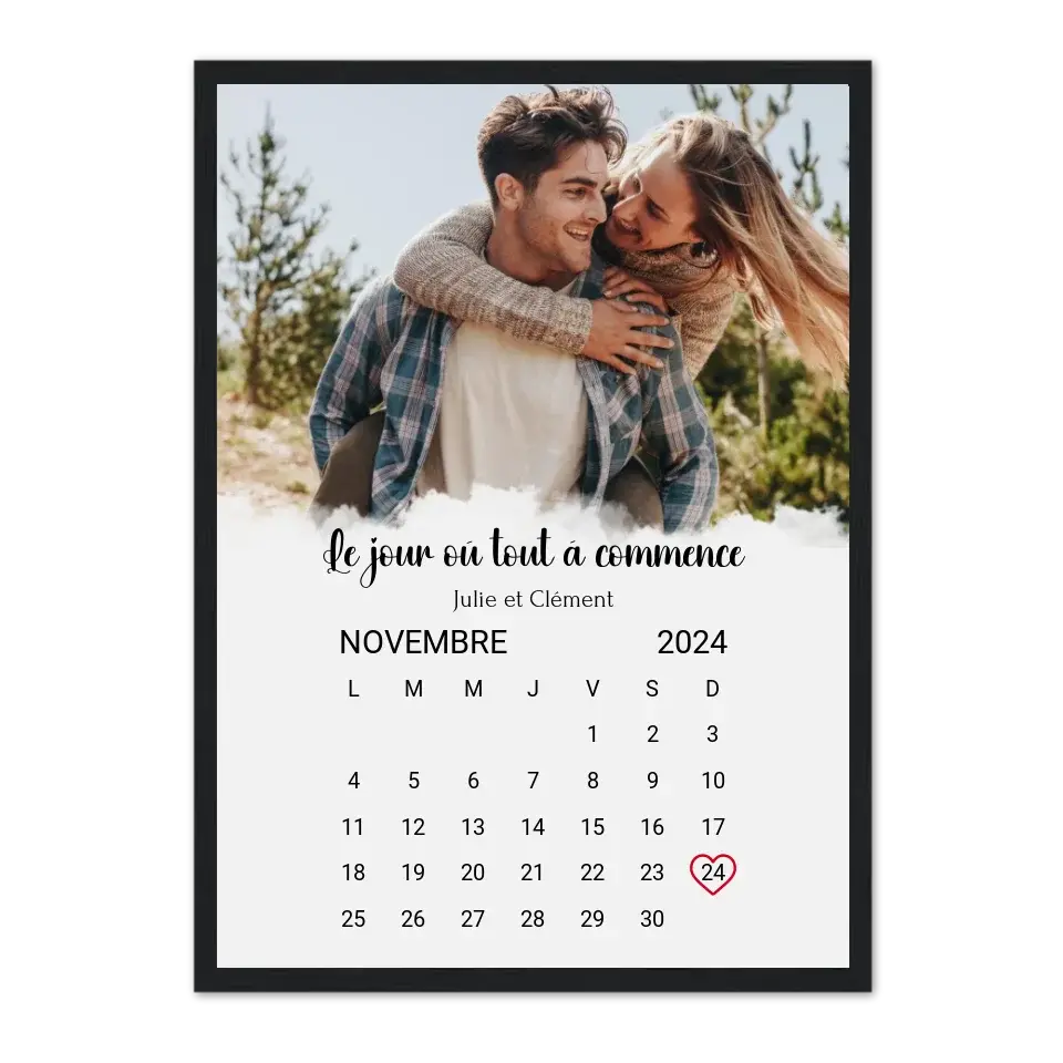 Notre Date - Affiche personnalisée  Cadre-Vertical-Noir-50x70-cm Product vendor