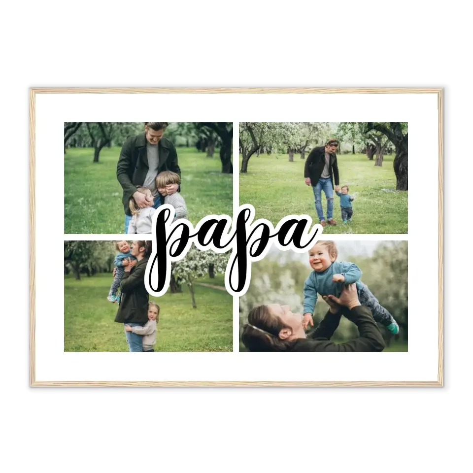 Papa - Affiche personnalisée Jetaimeparis Cadre-Horizontal-Naturel-50x70-cm