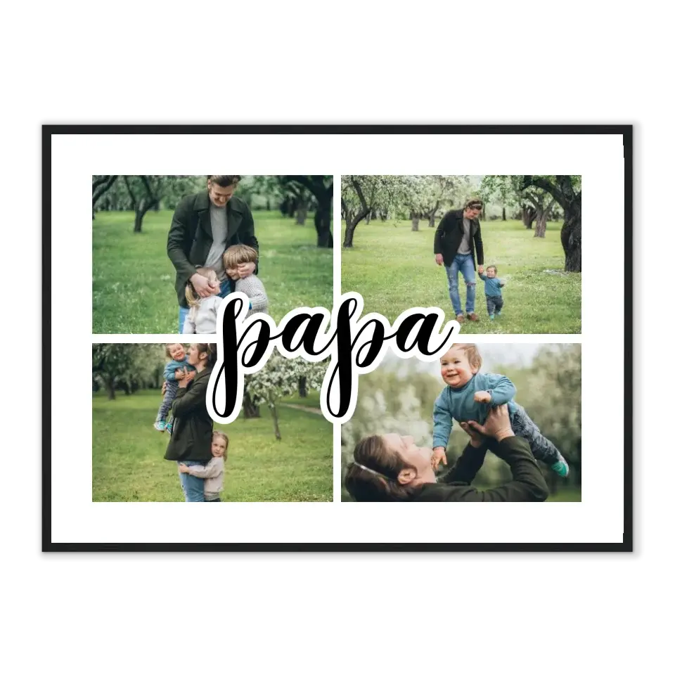 Papa - Affiche personnalisée Jetaimeparis Cadre-Horizontal-Noir-50x70-cm