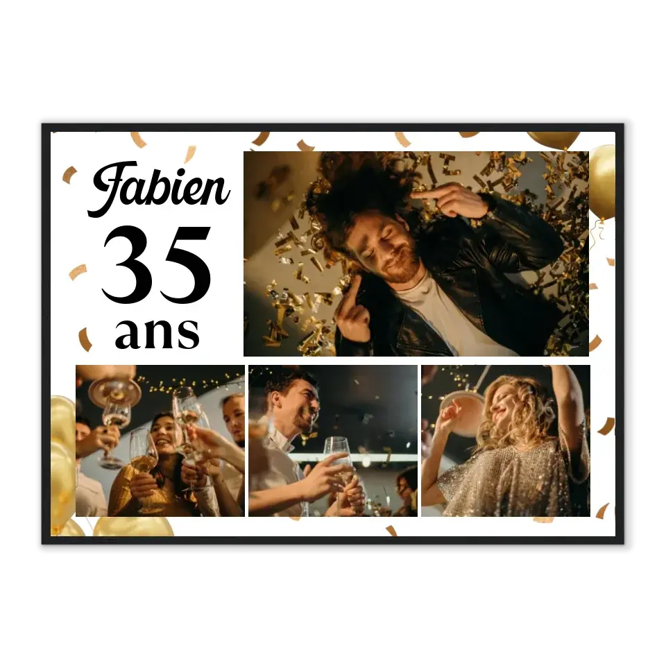 Souvenir Anniversaire - Affiche personnalisée Gelato Cadre-Horizontal-Noir-50x70-cm