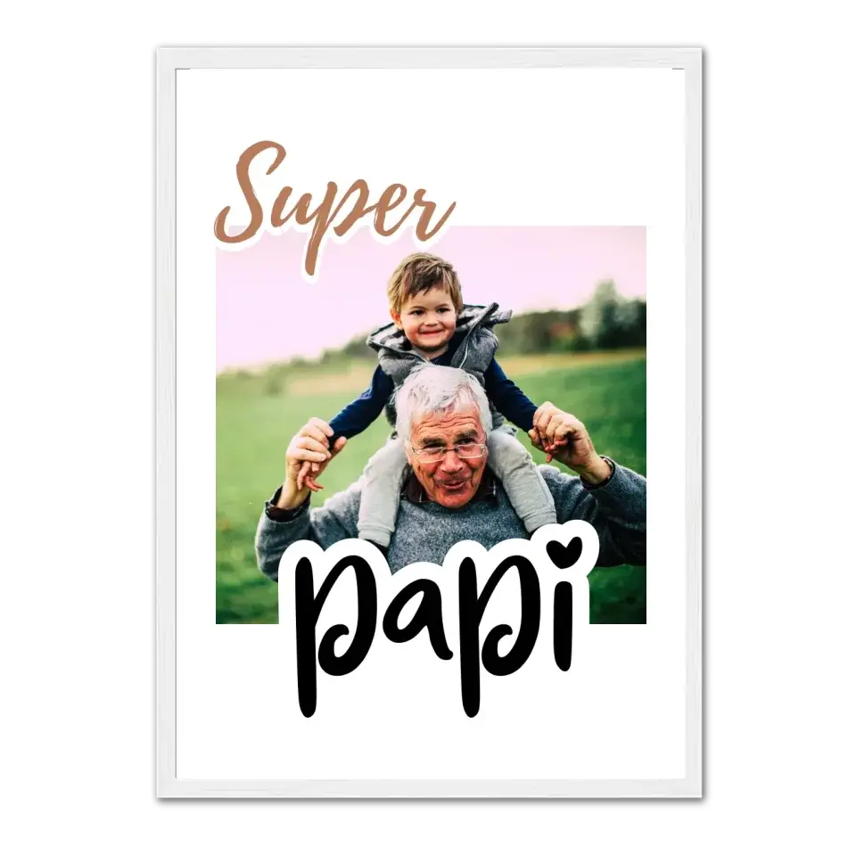 Super Papi - Afficher personnalisée  Cadre-Vertical-Blanc-50x70-cm Product vendor